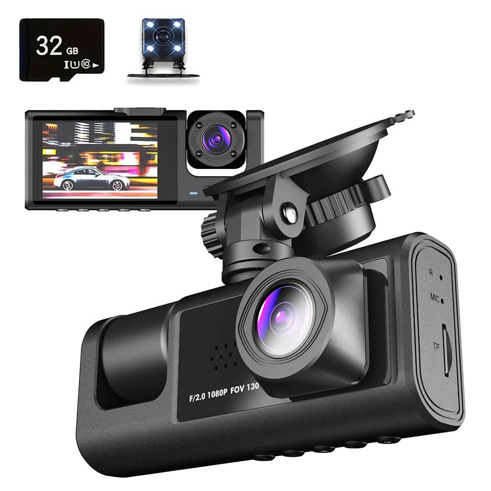 3 Camera Dash Cam for Cars Camera 1080P Recorder