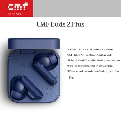 CMF Buds 2 Plus 12mm LCP Driver for rich and balanced sound 50dB Hybrid ANC