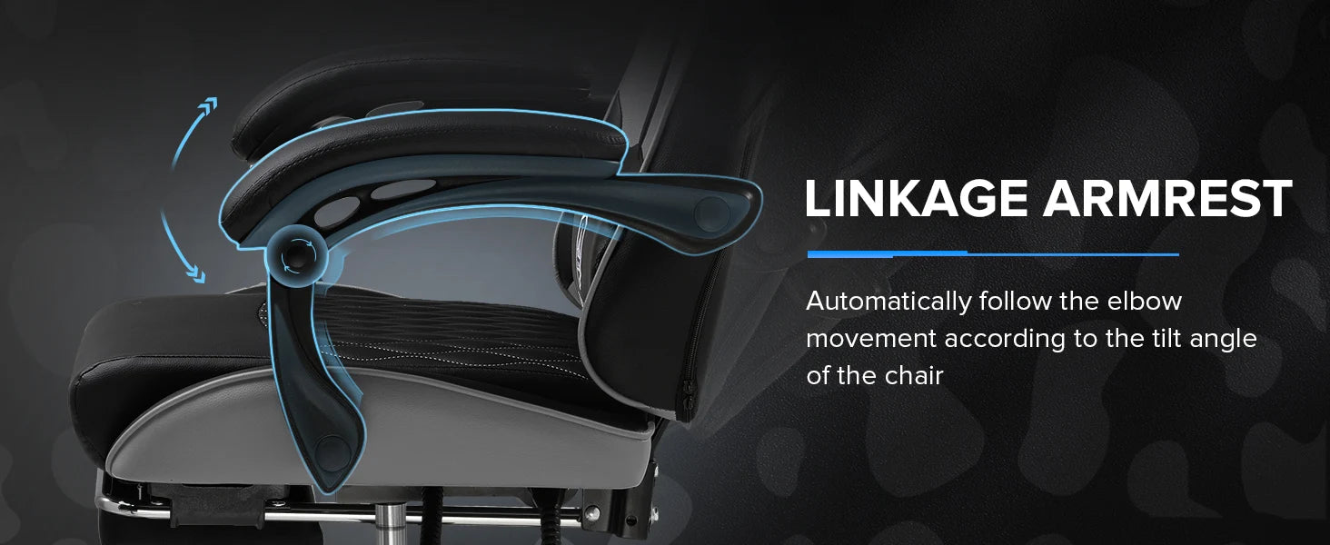 GTPLAYER Gaming Chair, Ergonomic Computer Chair with Footrest, Headrest and Lumbar Support Height Adjustable Gaming Chair 360° S