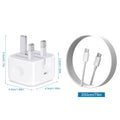 UK Plug Foldable 20W Mobile Phone Adapter With 2m Dual Type-C Cable