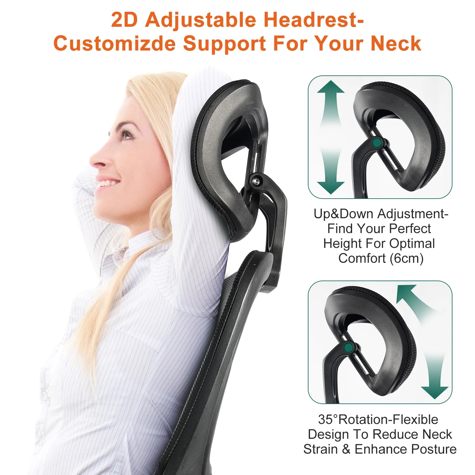 Gwong Ergonomic Office Chair Desk Chair with Folding Armrest Height-Adjustable Breathable Backrest Swivel Gaming Chair