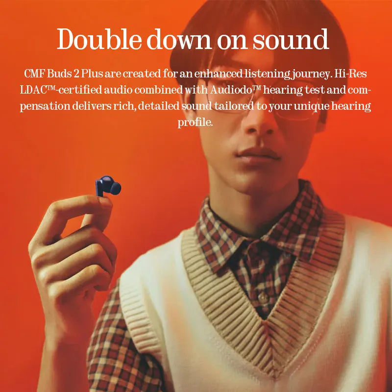 CMF Buds 2 Plus 12mm LCP Driver for rich and balanced sound 50dB Hybrid ANC
