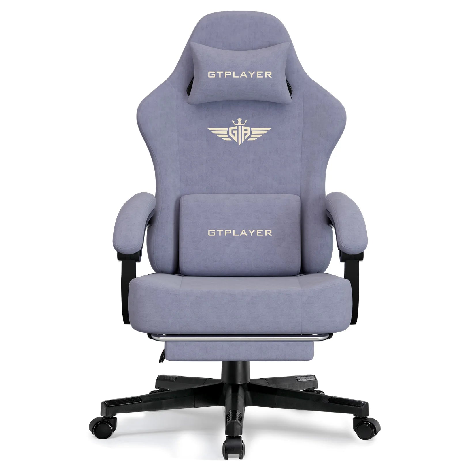GTPLAYER Fabric Gaming Chair, Ergonomic Computer Chair with Footrest and Lumbar Support Height Adjustable Home Office Chair
