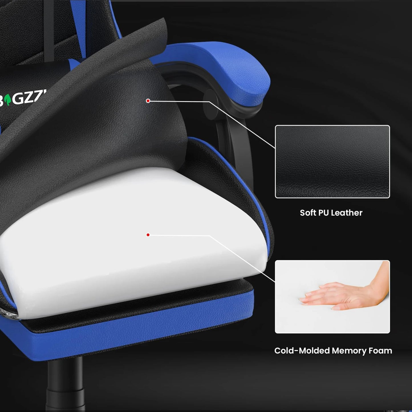Ergonomic  Gaming Chair with Footrest Gamer Chairs Ergonomic with Lumbar Cushion Gaming Chair Height Adjustable Computer Chair