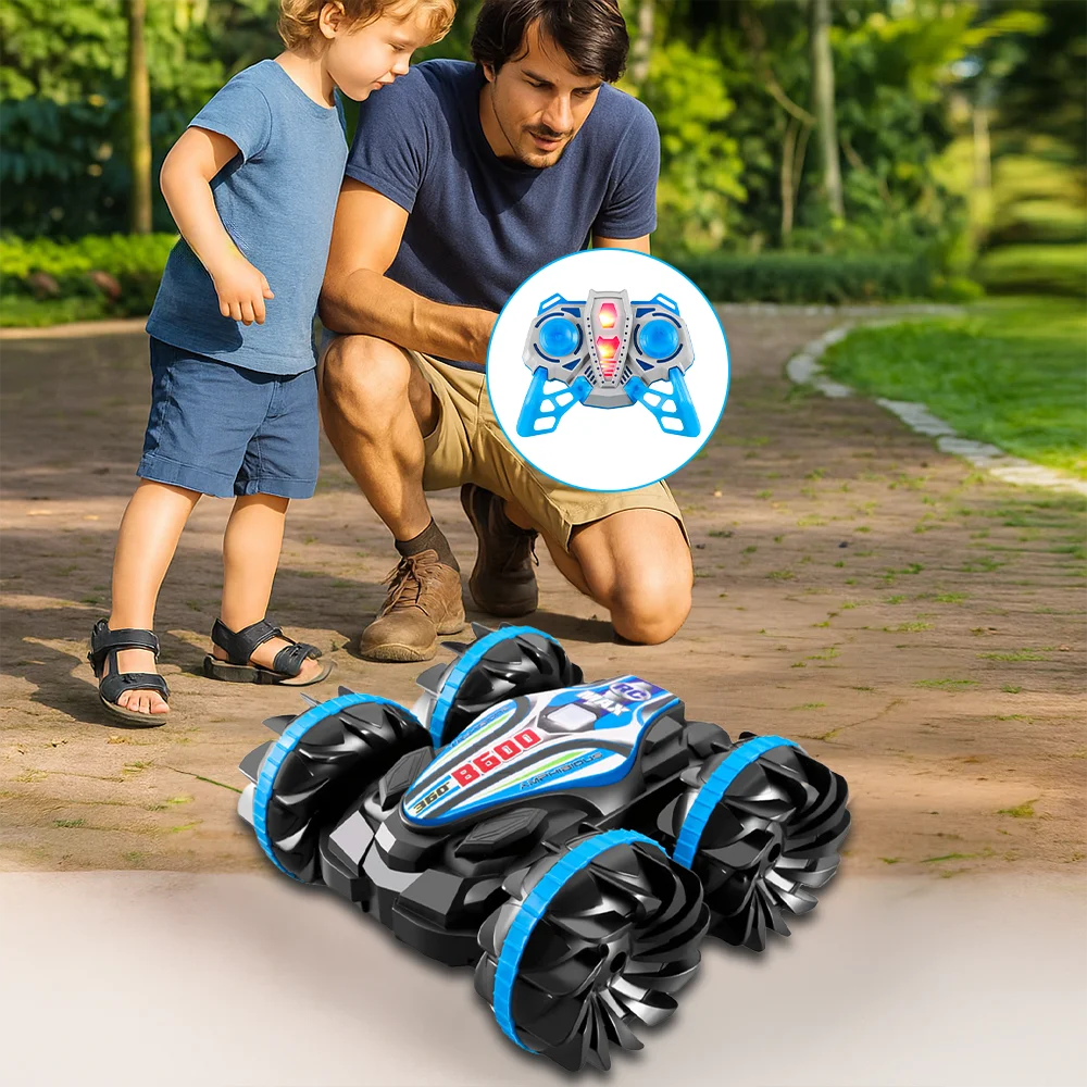 Amphibious Remote Control Car Gesture Sensor 4WD Off-Road Toy Car 360 Degree Rotating Waterproof RC Stunt Car for Kids Gifts