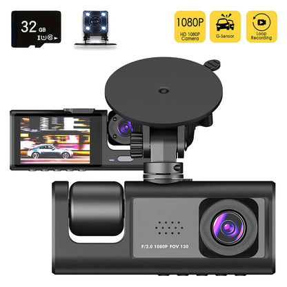 3 Camera Dash Cam for Cars Camera 1080P Recorder