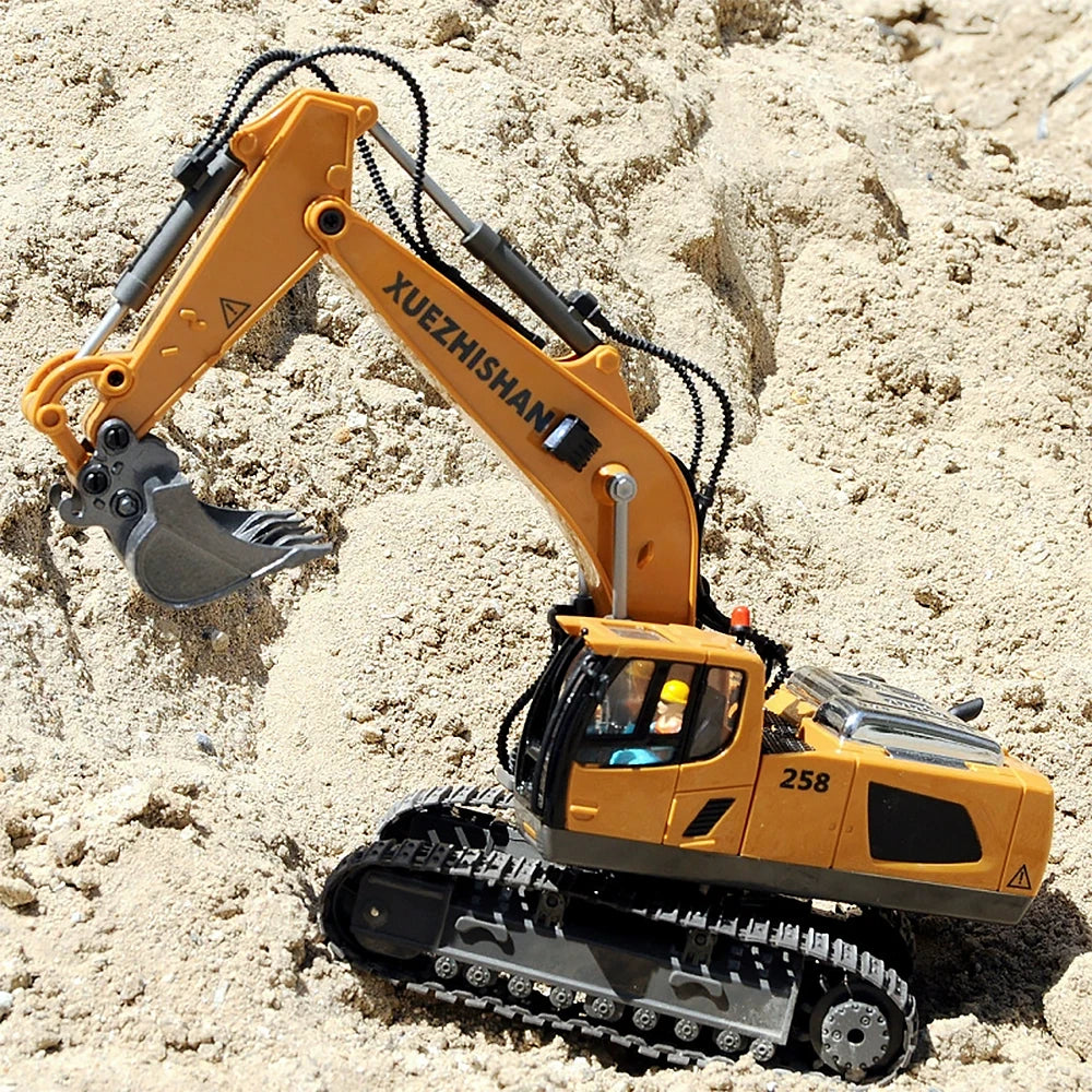 Excavator Toy for Boys with Remote Control 11-Channel Alloy Metal 2.4GHz Wireless RC Engineering Vehicle