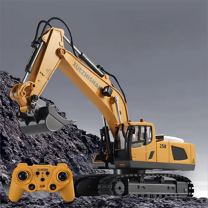 Excavator Toy for Boys with Remote Control 11-Channel Alloy Metal 2.4GHz Wireless RC Engineering Vehicle