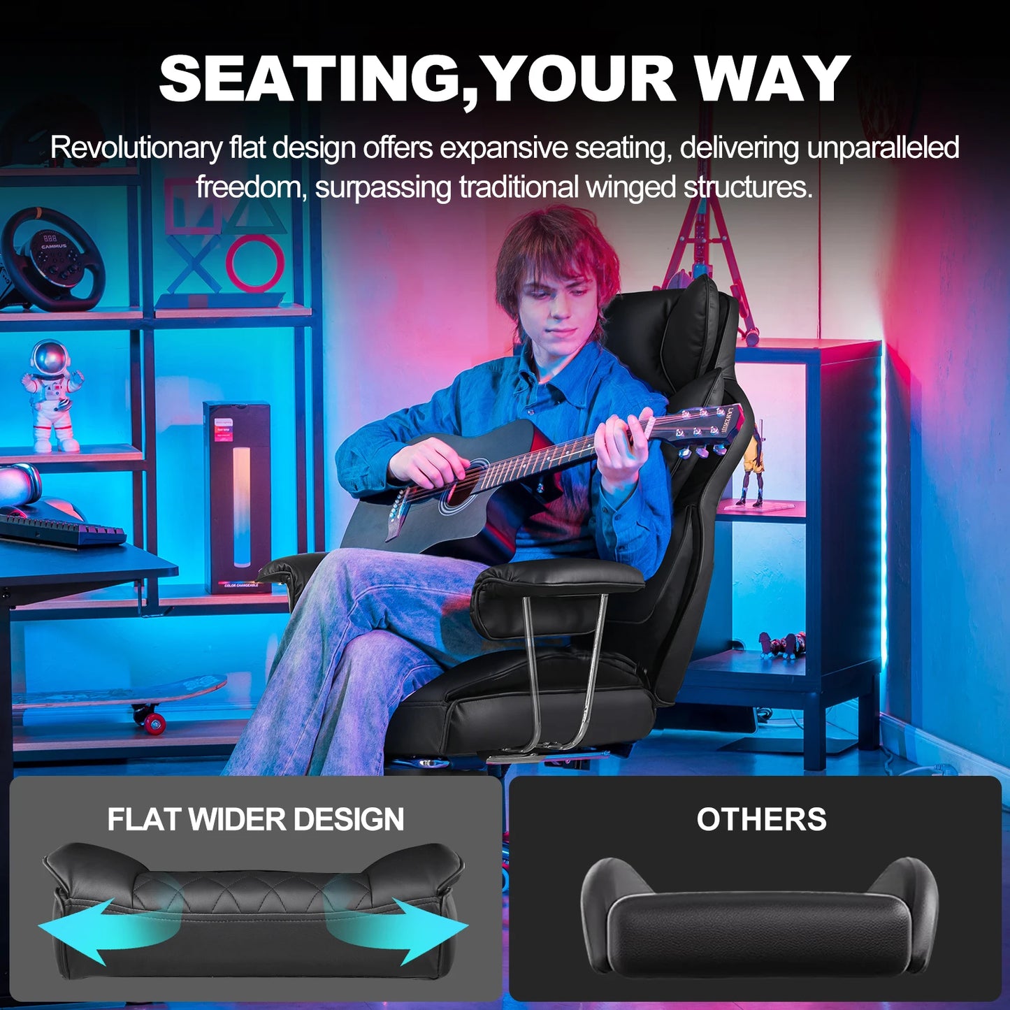 GTPLAYER Gaming Chair, Executive Office Desk Chair Ergonomic Computer Chair with Footrest Heavy Duty High Back Lumbar Support