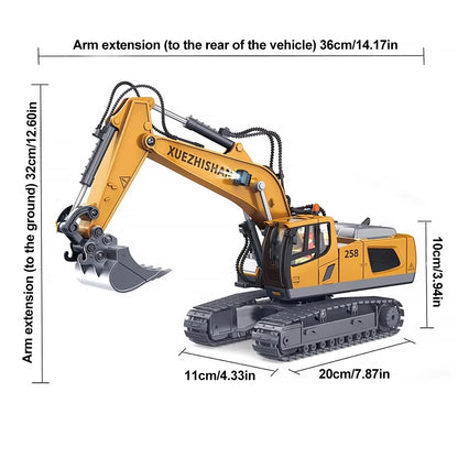 Excavator Toy for Boys with Remote Control 11-Channel Alloy Metal 2.4GHz Wireless RC Engineering Vehicle