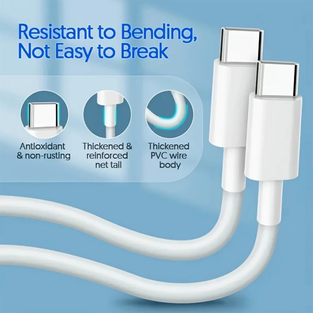 UK Plug Foldable 20W Mobile Phone Adapter With 2m Dual Type-C Cable
