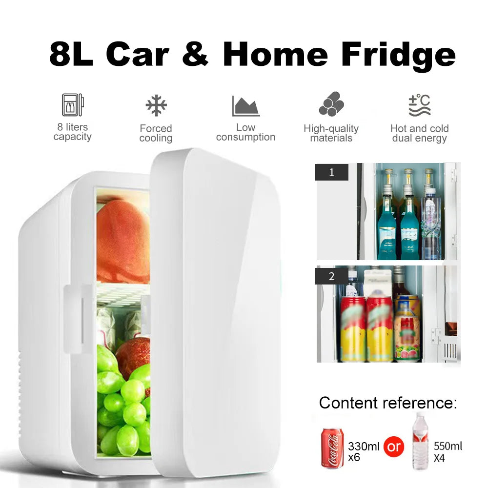Portable Vehicle Refrigerator 8L Mini Compact Fridge