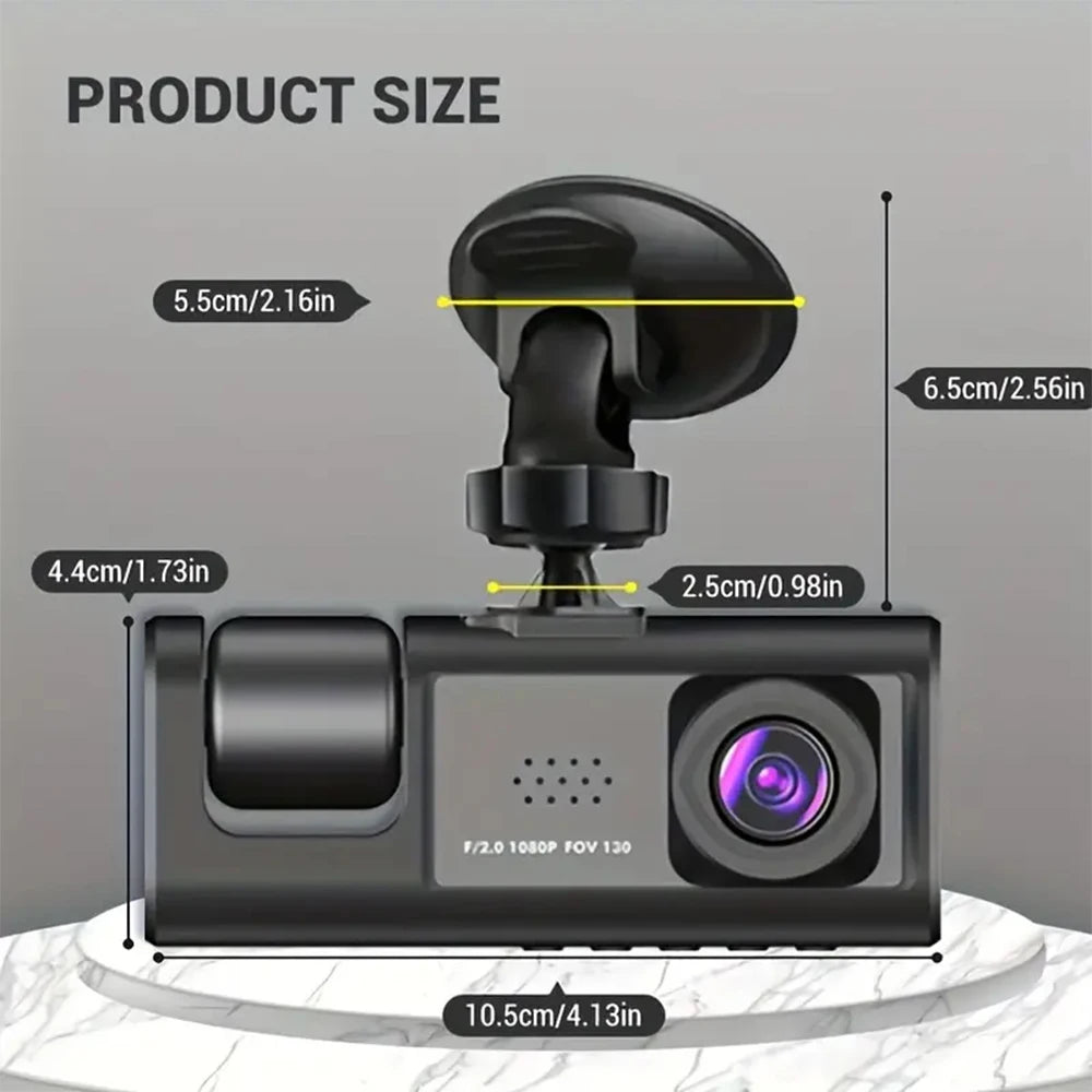 3 Camera Dash Cam for Cars Camera 1080P Recorder