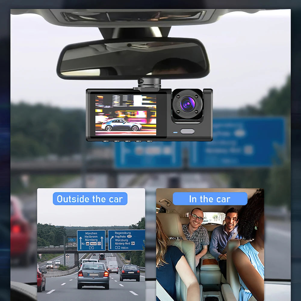 3 Camera Dash Cam for Cars Camera 1080P Recorder