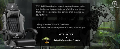 GTPLAYER Gaming Chair, Ergonomic Computer Chair with Footrest, Headrest and Lumbar Support Height Adjustable Gaming Chair 360° S