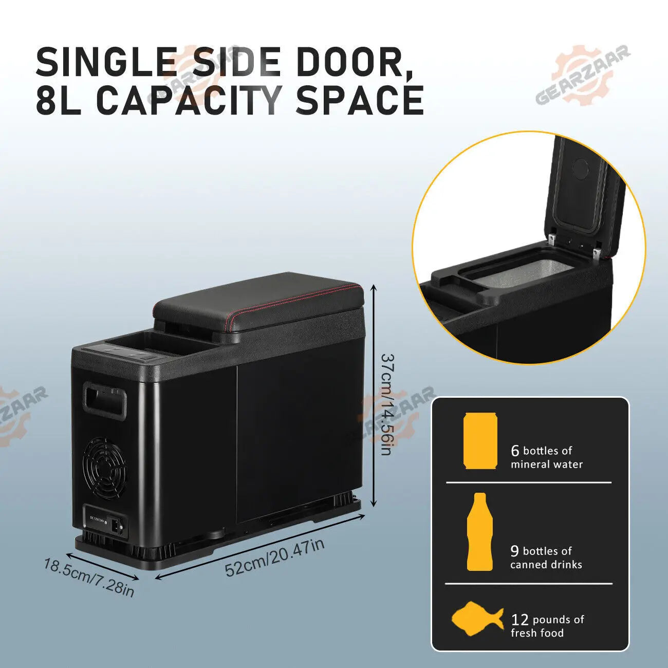8L Armrest Freezer Cooler Mini Fridge 12/24 V With Compressor For Car MPV