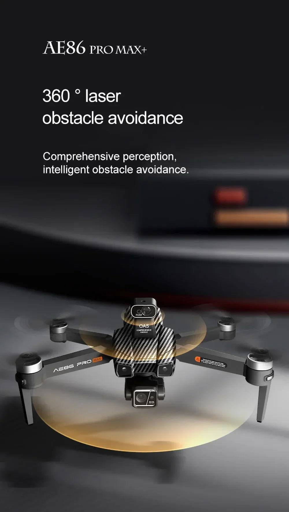 Professional Drone AE86 PRO MAX- Dual Camera GPS Obstacle Avoidance Drone with LED Screen