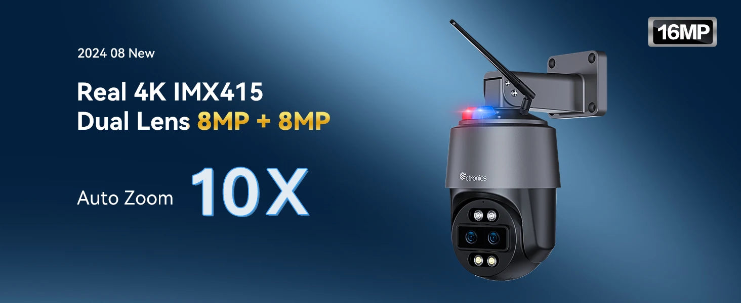 Ctronics Real 4K 8MP Surveillance Camera WiFi 5G Optical Zoom Security Camera