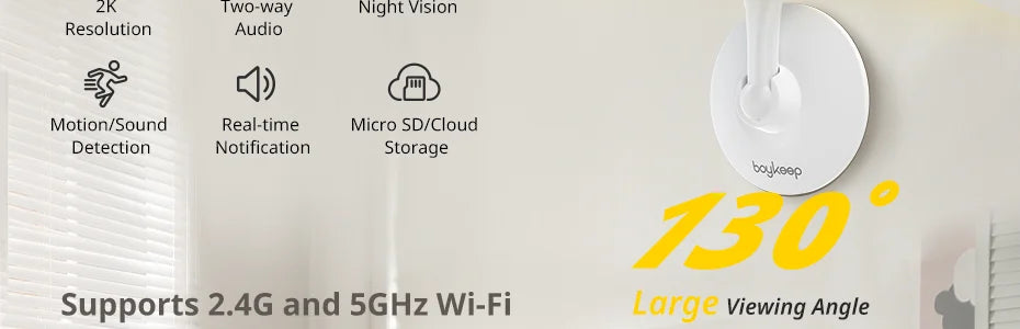 BoyKeep Surveillance Camera 3MP 5/2.4GHz WiFi Indoor Home Security