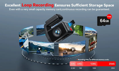 REDTIGER A4 Dash Camera Front and Rear 4K Dash Cam Drive Recorder