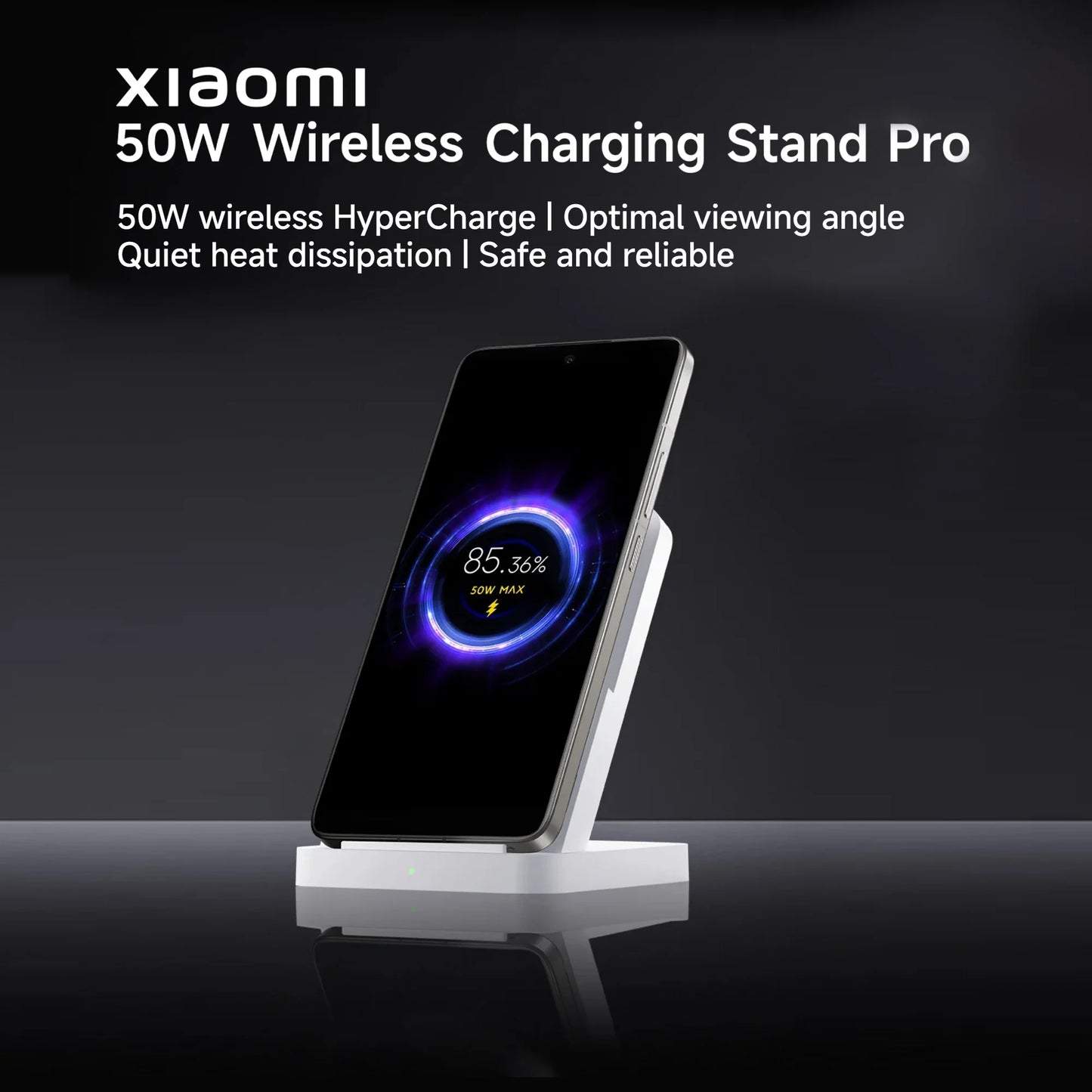 Xiaomi 50W Wireless Charging Stand Pro High-efficiency Fast Charging Highly Compatible Quiet Heat Dissipation Safe and Reliable