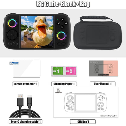 ANBERNIC RG Cube Retro Handheld Game Console 64bit Android 13 T820 3.95 Inch IPS Screen Hall Joystick RGB lighting effect