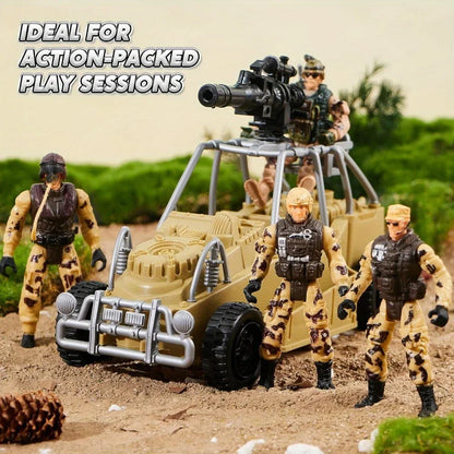 JOYFY Military Base Toys Set Including Army Vehicles Army Men Action Figures and Weapon Gear for Boys