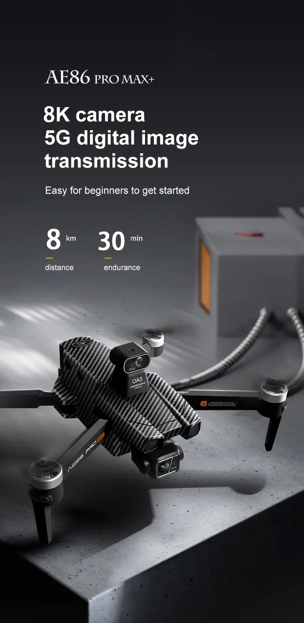 Professional Drone AE86 PRO MAX- Dual Camera GPS Obstacle Avoidance Drone with LED Screen