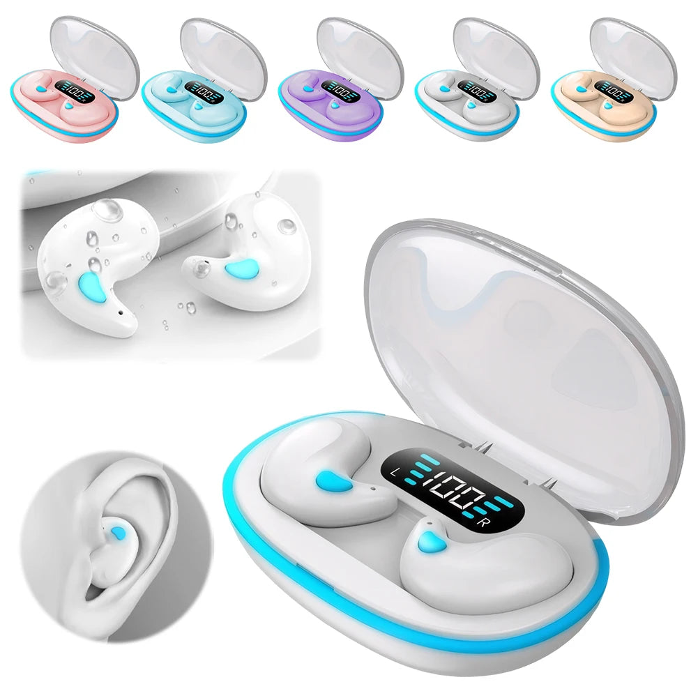 BT 5.3 Stereo Headphones Touch Control Sense-Free Micro Sleep Earbuds Open Ear Headsets for Running Fitness Learning Accessories