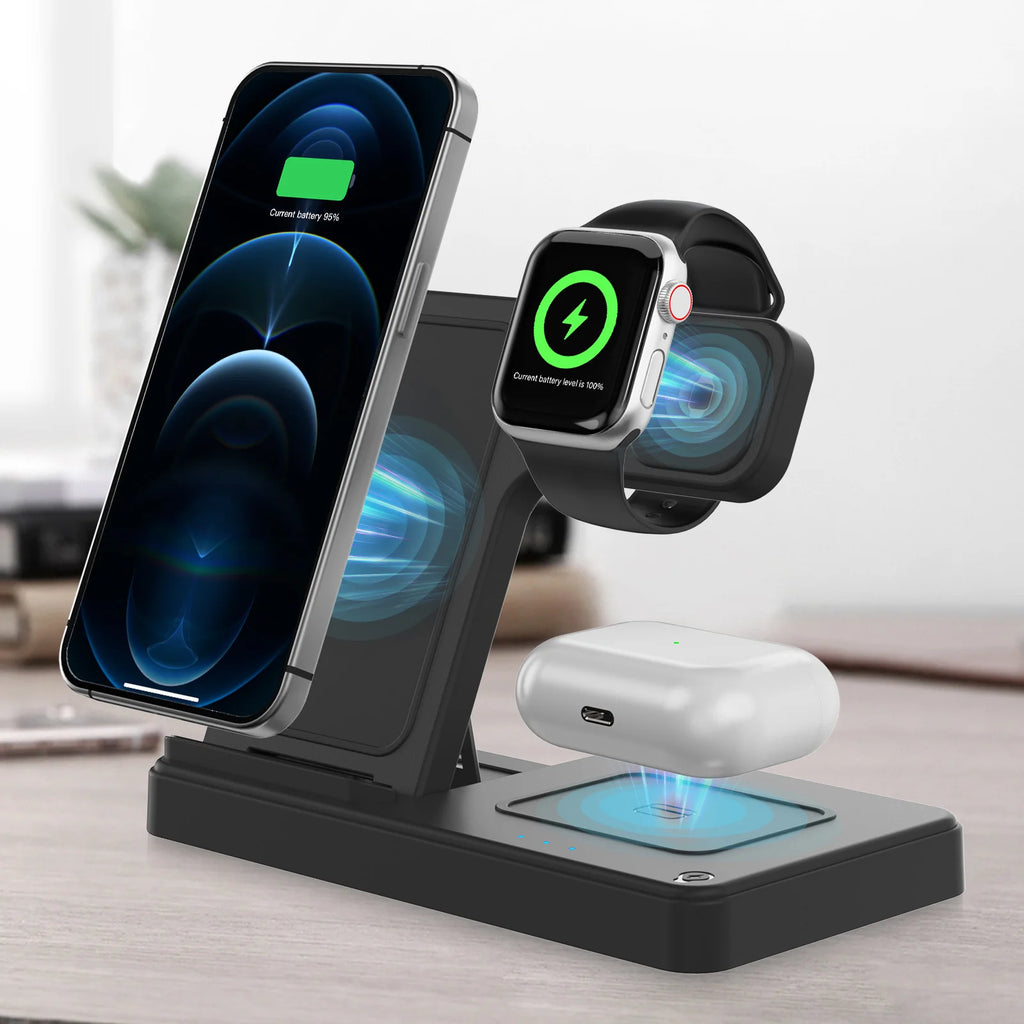 3 In 1 Wireless Charging Station Magnetic Fast Charging 18W Foldable Charging Station