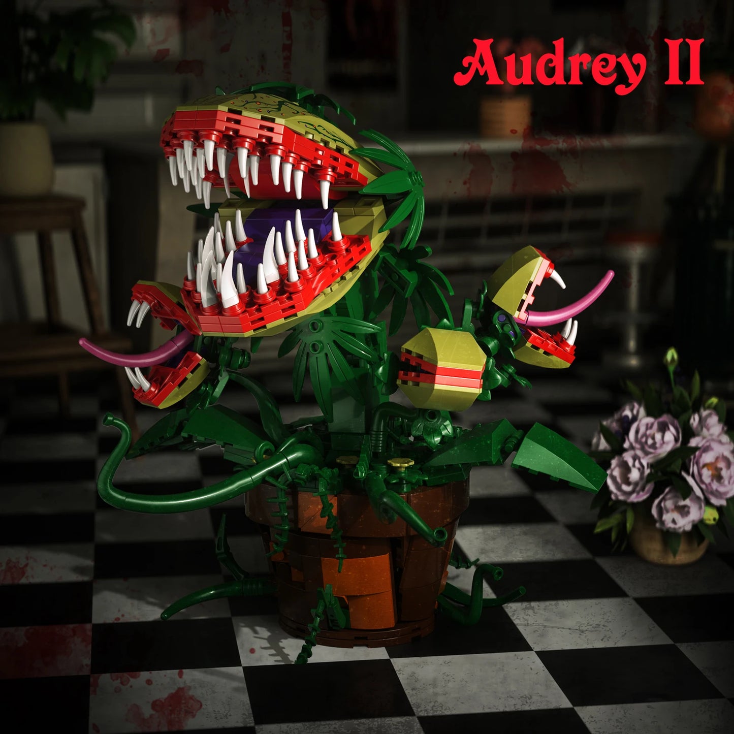 Piranha Plant Audrey II 2 Building Blocks Set Horrors Flower Shop Decoration (629PCS)
