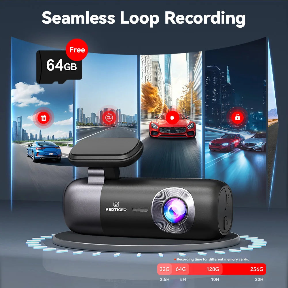 REDTIGER F9 Dash Cam 4K Dash Camera Front and Rear WiFi GPS Car Camera