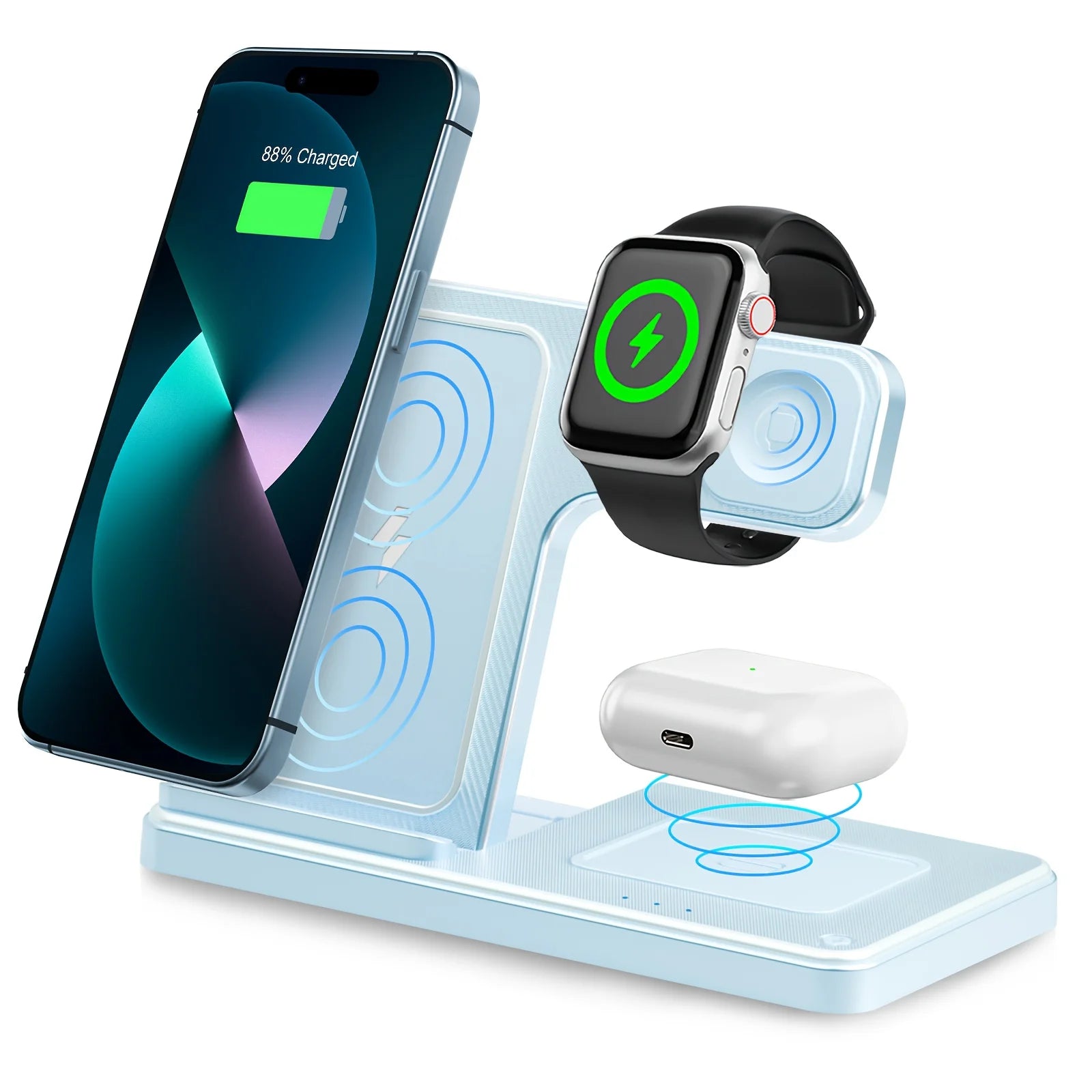 3 In 1 Wireless Charging Station Magnetic Fast Charging 18W Foldable Charging Station