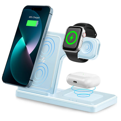 3 In 1 Wireless Charging Station Magnetic Fast Charging 18W Foldable Charging Station