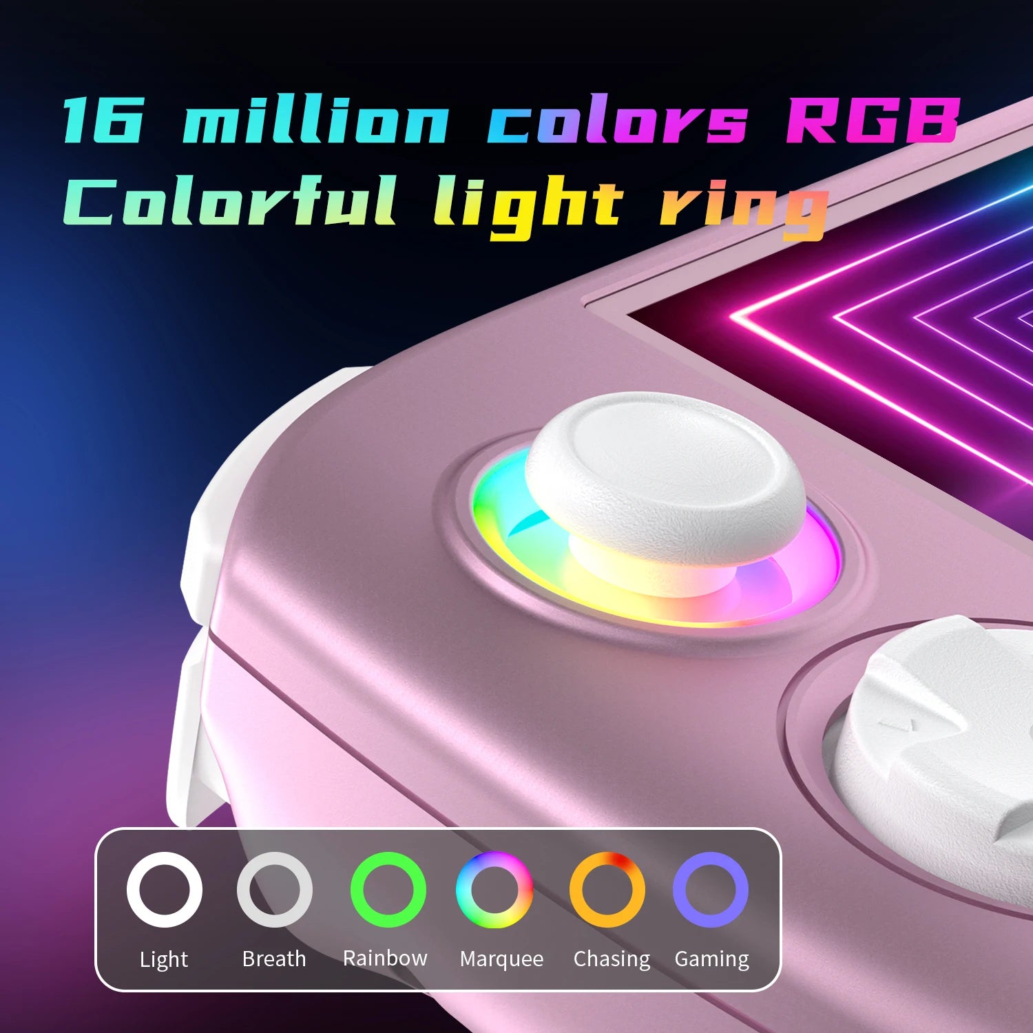 ANBERNIC RG Cube Retro Handheld Game Console 64bit Android 13 T820 3.95 Inch IPS Screen Hall Joystick RGB lighting effect