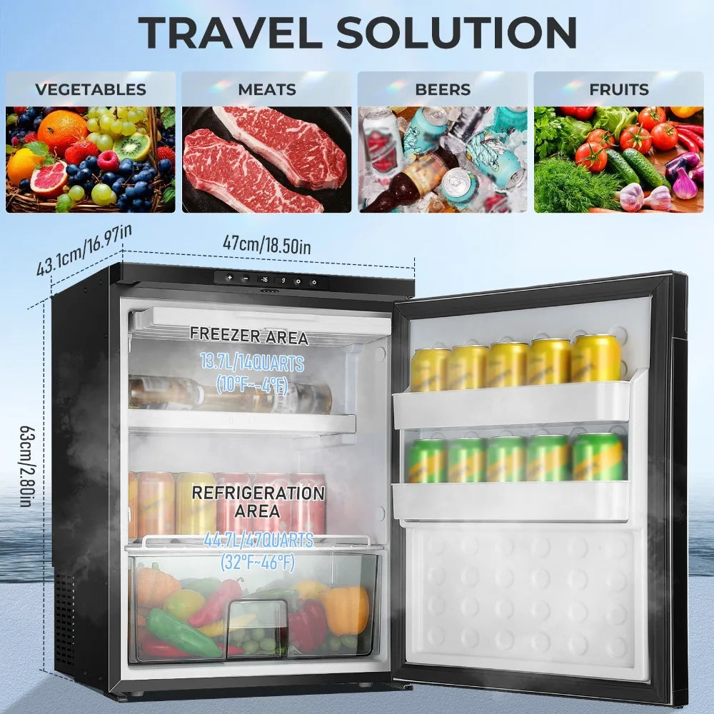 Campervan 12V Fridge 65L Low Power Cooling Compressor Camping Fridge