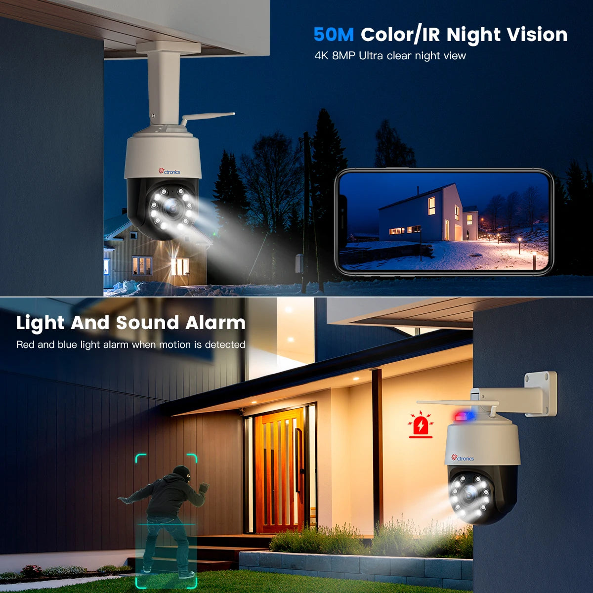 Ctronics Real 4K 8MP Surveillance Camera WiFi 5G Optical Zoom Security Camera
