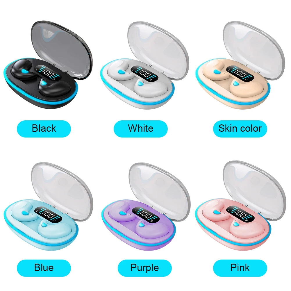 BT 5.3 Stereo Headphones Touch Control Sense-Free Micro Sleep Earbuds Open Ear Headsets for Running Fitness Learning Accessories