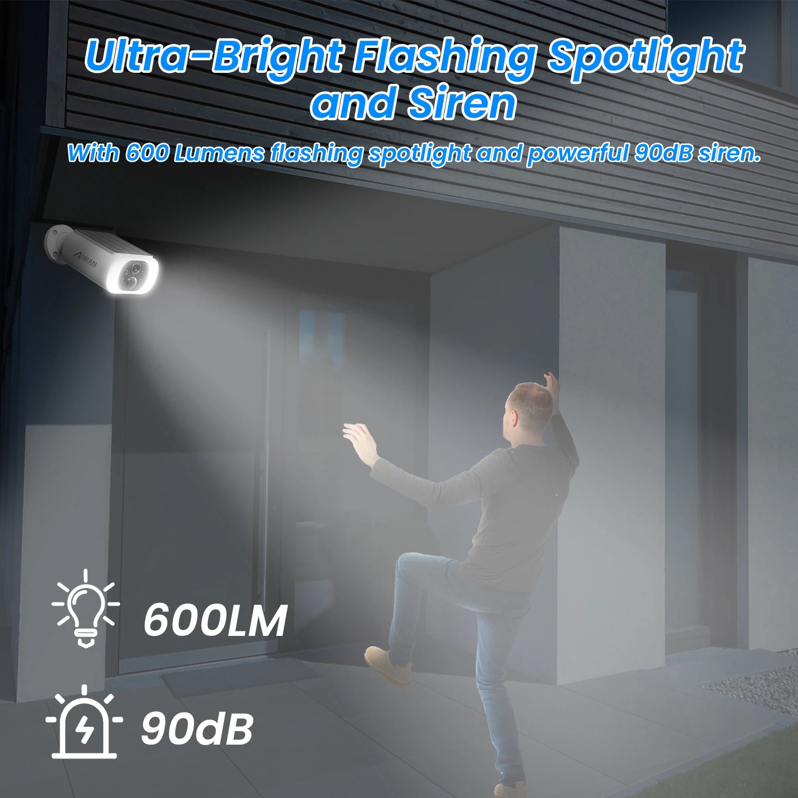 ANRAN 2K Solar Security Camera 3/5MP Outdoor Wireless 2.4G WIFI Camera Battery Cam Floodlight Color Night Vision