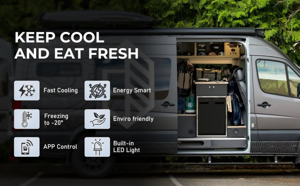 Campervan 12V Fridge 65L Low Power Cooling Compressor Camping Fridge