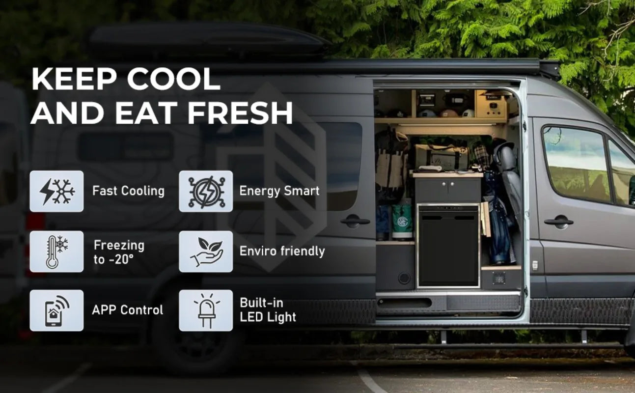 Campervan 12V Fridge 65L Low Power Cooling Compressor Camping Fridge