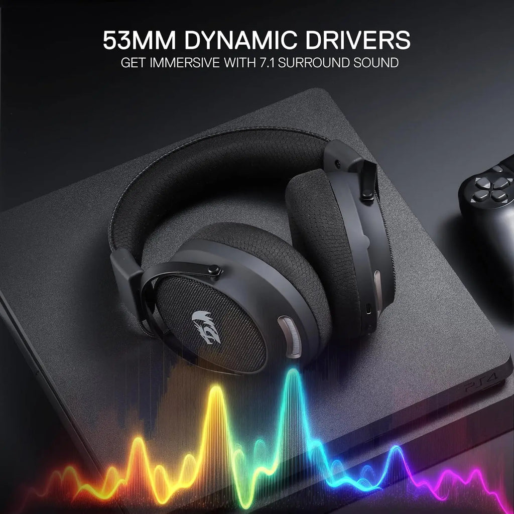 Redragon H858 Gaming Headset, 2.4GHz/BT/Wired, Gray