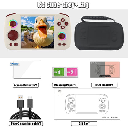 ANBERNIC RG Cube Retro Handheld Game Console 64bit Android 13 T820 3.95 Inch IPS Screen Hall Joystick RGB lighting effect