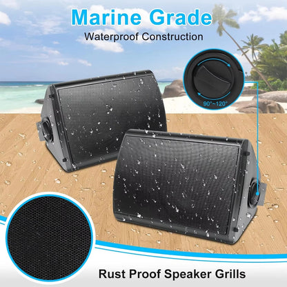 Herdio 6.5" 400W 2PCS Indoor Outdoor Waterproof Bluetooth Speakers Wall Mount Speakers