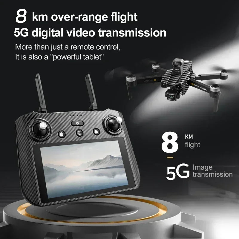 Professional Drone AE86 PRO MAX- Dual Camera GPS Obstacle Avoidance Drone with LED Screen