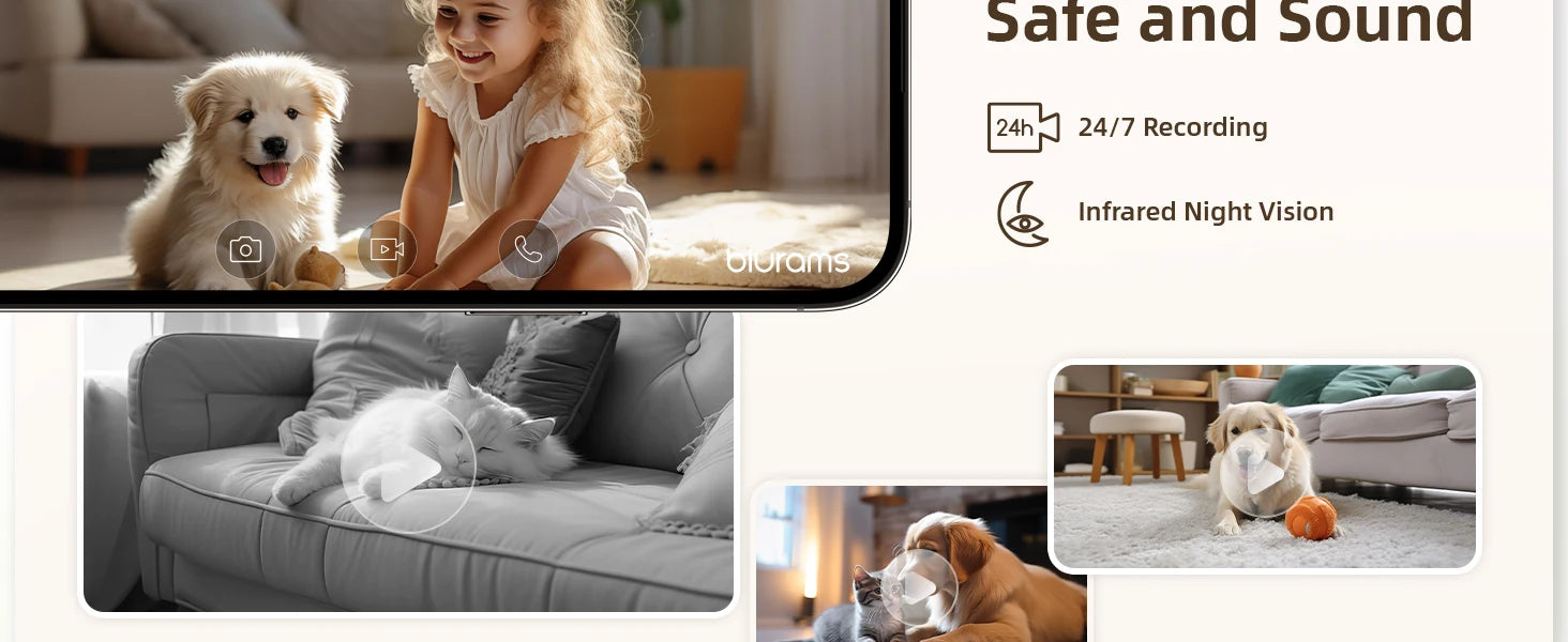 Baby Monitor Camera 2K HD Home Security Camera with Motion Detection and Two-Way Audio