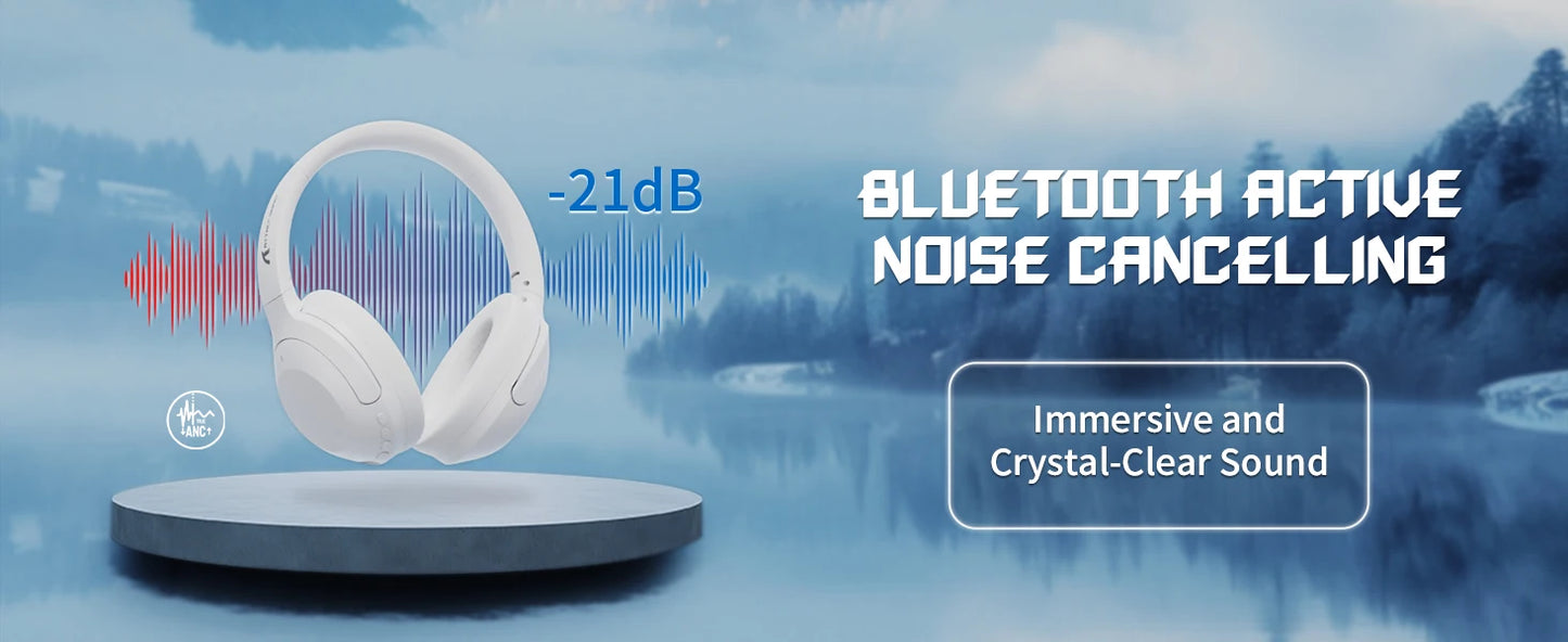 ATTACK SHARK G300 Wireless Bluetooth Headphone with ENC Noise Cancellation, Rechageable Over Ear Headset, 3.5MM Audio Jack