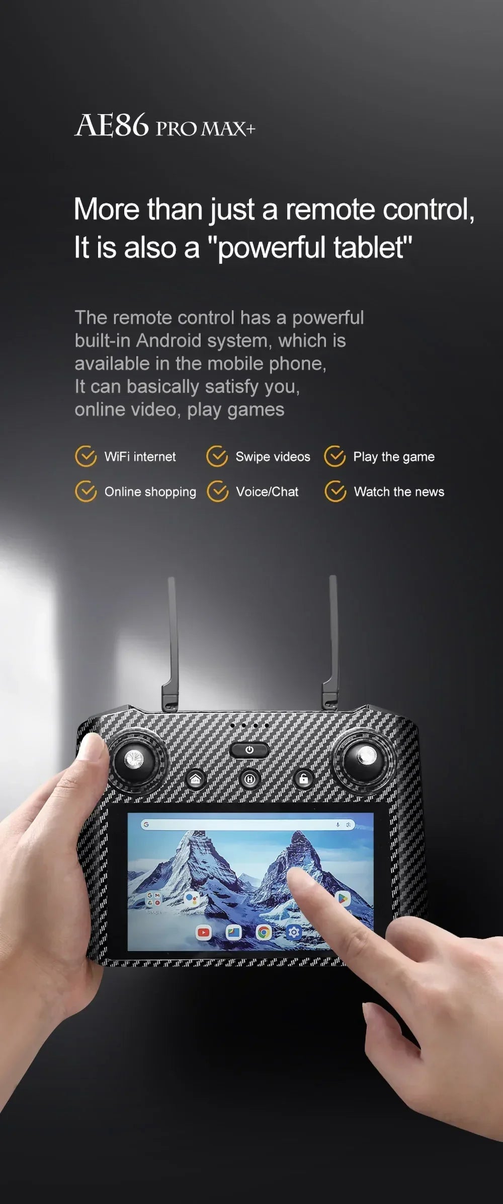 Professional Drone AE86 PRO MAX- Dual Camera GPS Obstacle Avoidance Drone with LED Screen