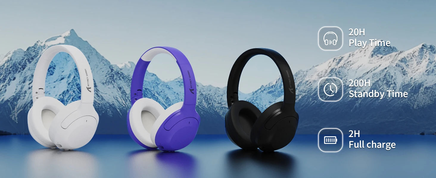 ATTACK SHARK G300 Wireless Bluetooth Headphone with ENC Noise Cancellation, Rechageable Over Ear Headset, 3.5MM Audio Jack