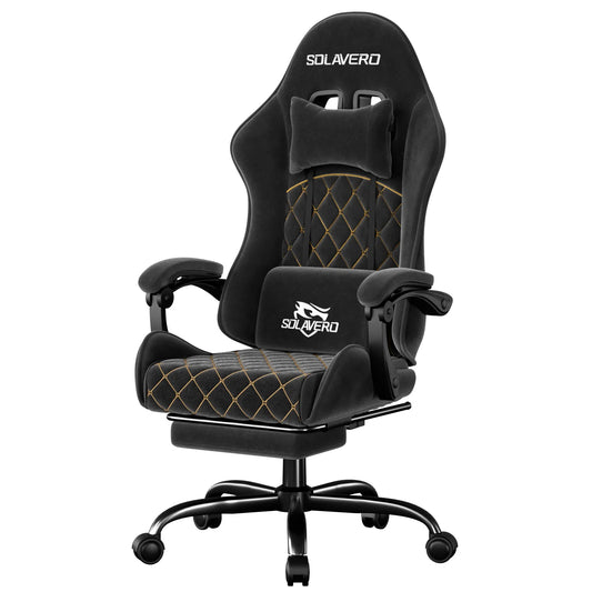 Massage Gaming Chair, Computer Office Chair with Comfy Fabric, Height Adjustable Game Chair with 360°-Swivel Seat and Headrest